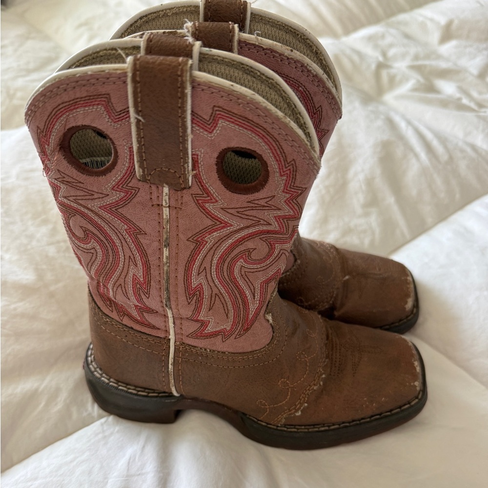 Durango | Kids | Brown and Pink Leather Boots | Size 12